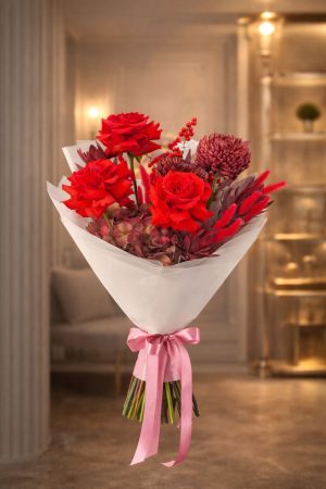 this is a flower arrangments from zamarqa shop, the are situated in doha qatar